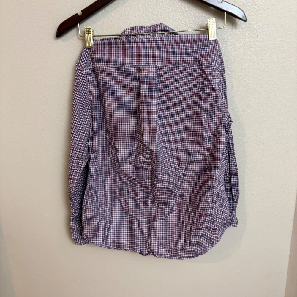 Ralph Lauren Button Down Shirt Size M (10-12) Red Blue White Plaid Preppy